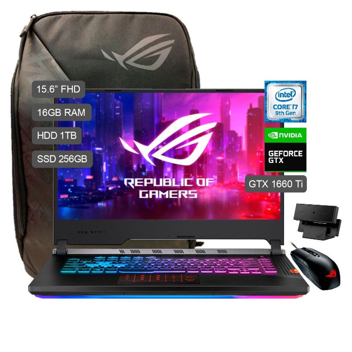 ASUS - Laptop Gamer ROG Strix Scar III 15.6" Core i7 1TB HDD+256GB SSD 16GB RAM + 6GB Video Nvidia GTX1660Ti