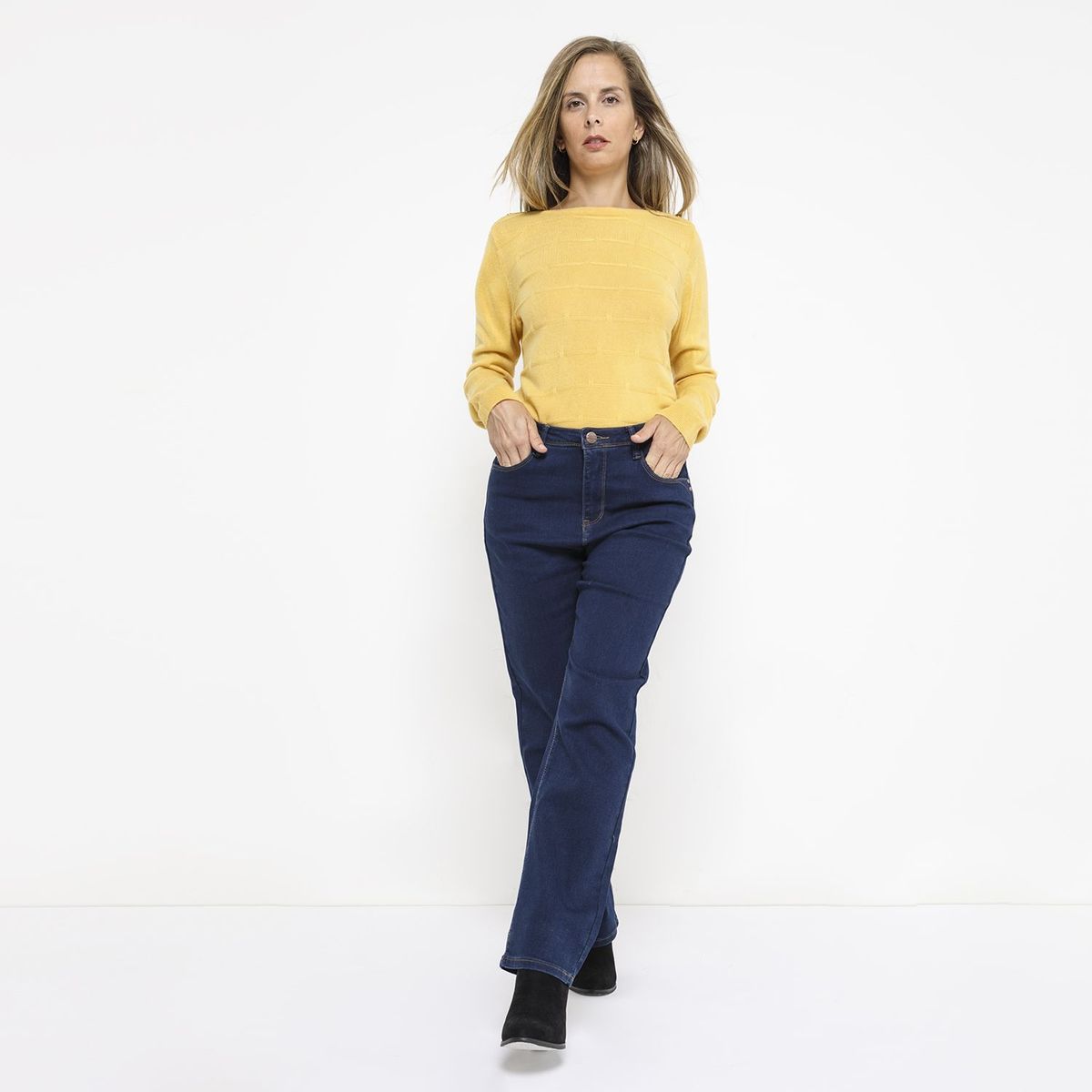 NEWPORT - Jeans Newport Recto Tiro Alto Mujer Denim Estilo Casual