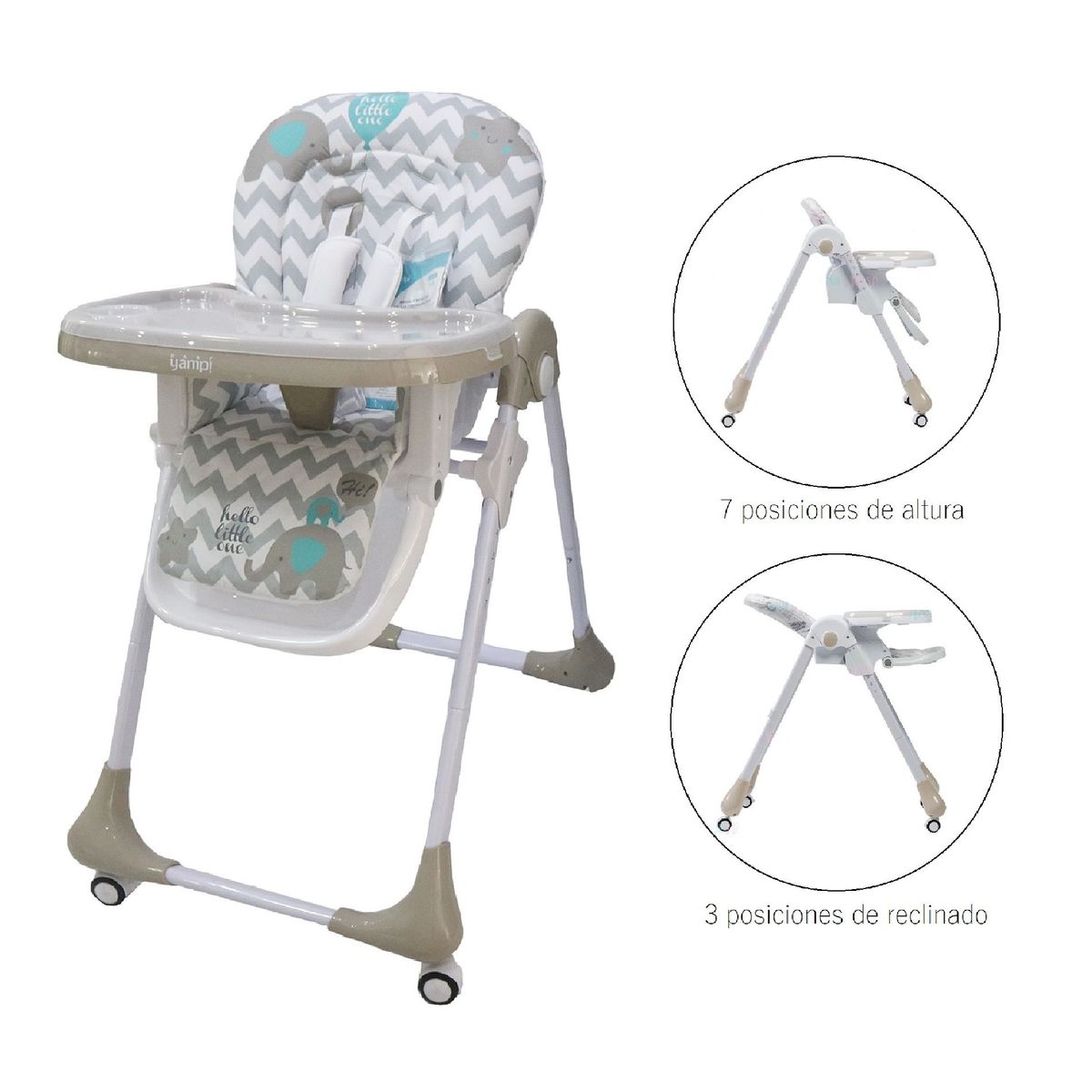 PRIORI - Silla de Comer Bebe Plegable Premium Multiposición Alex
