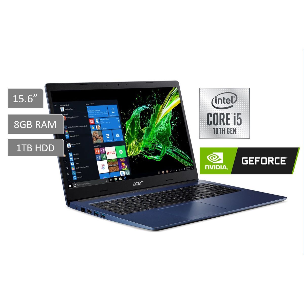 ACER - Laptop Acer Aspire 3 Core i5 10ma Gen 8GB 1TB + 2GB Video Nvidia