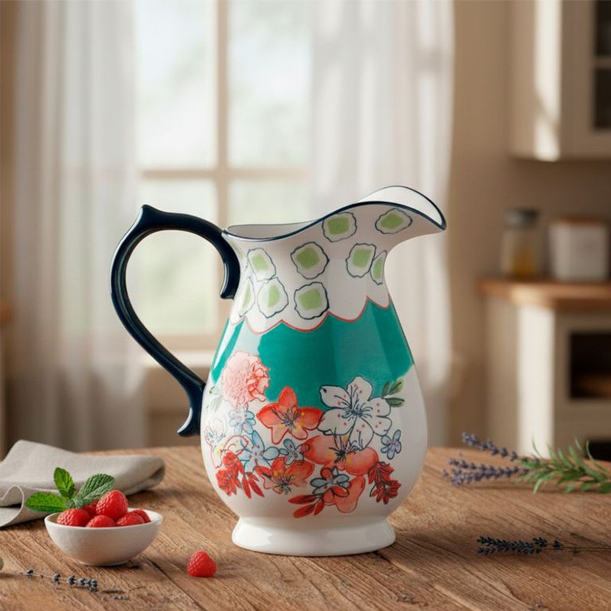 ROBERTA ALLEN - Jarra Cerámica 24 cm Flori Blanco