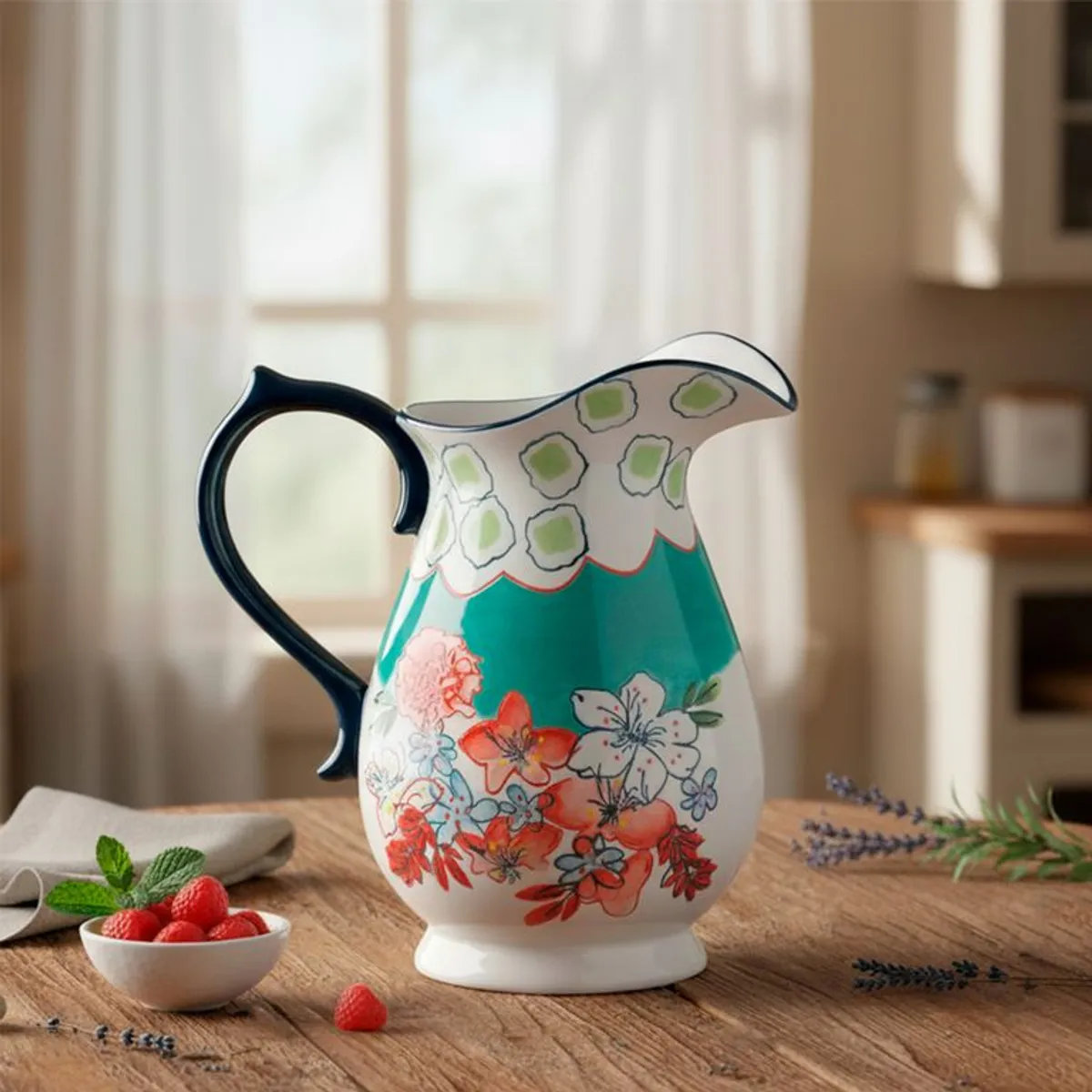 ROBERTA ALLEN - Jarra Cerámica 24 cm Flori Blanco