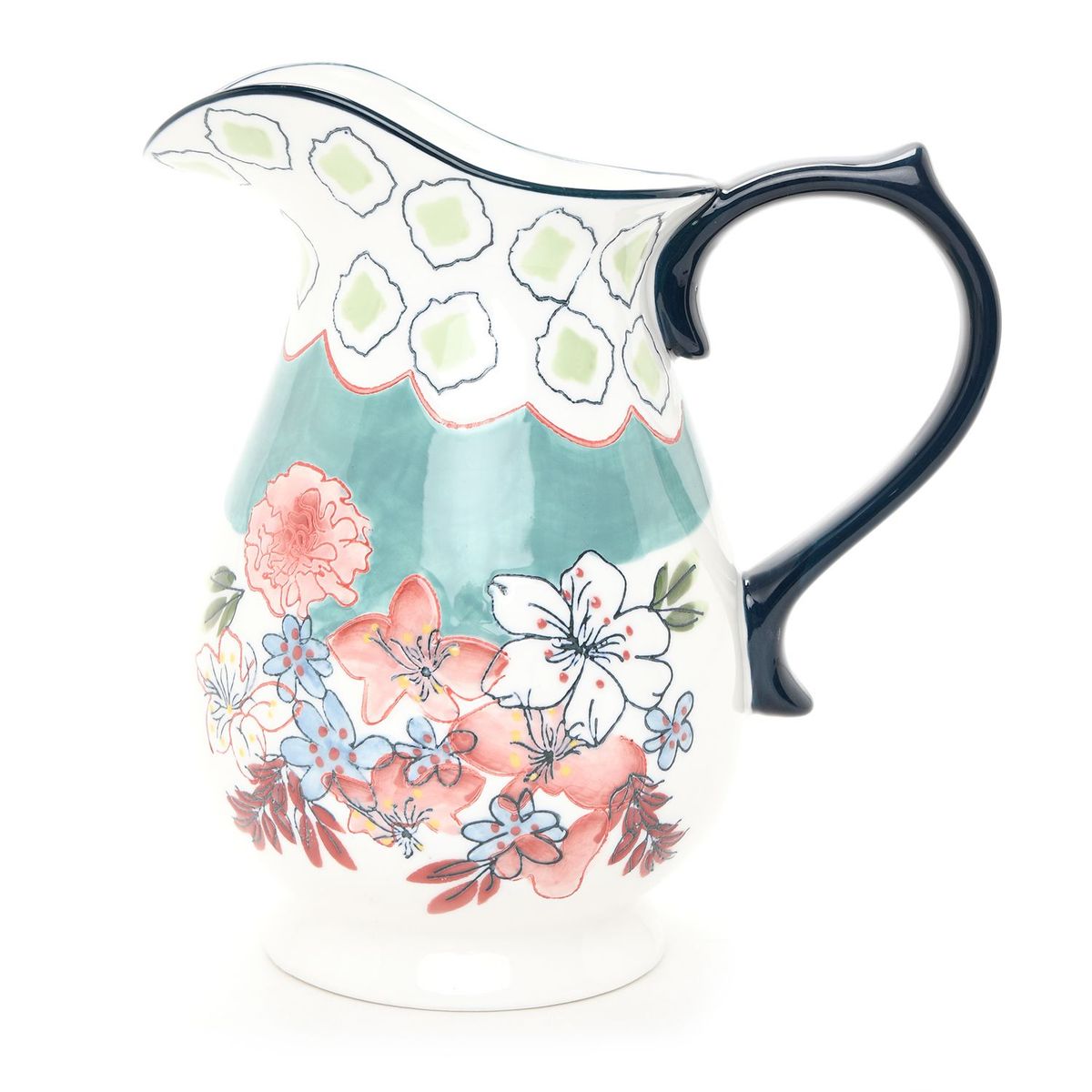 ROBERTA ALLEN - Jarra Cerámica 24 cm Flori Blanco