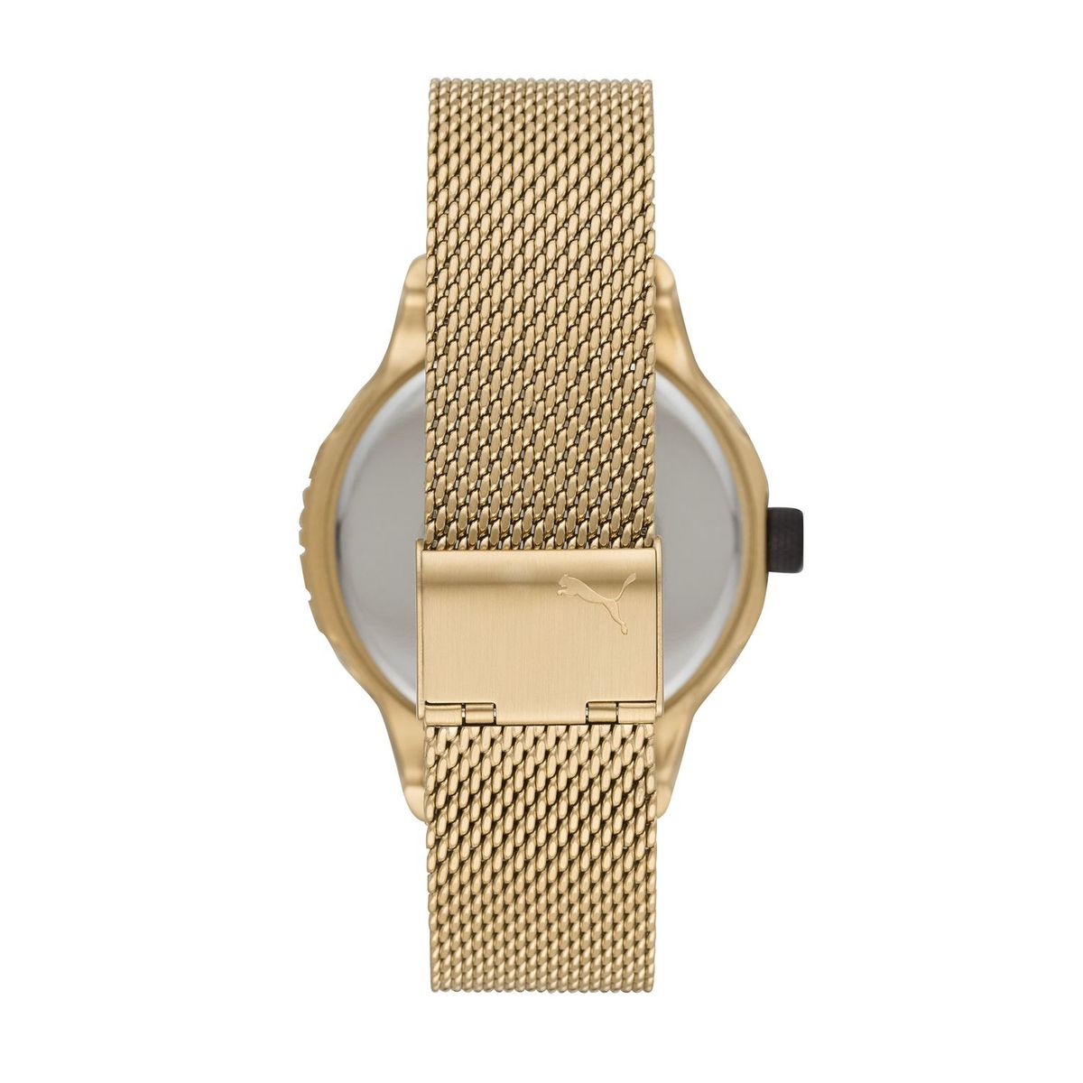 PUMA - Reloj Puma Caballero, extensible acero dorado, carátula negra - Análogo