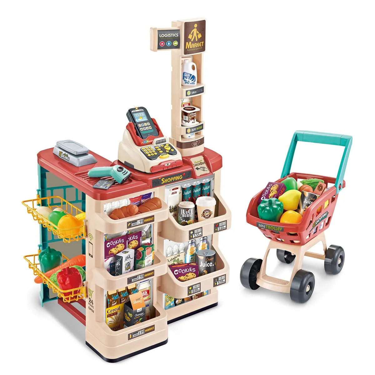 JIACHENG - Juguete Supermercado Jiacheng Con Carrito Y Accesorios