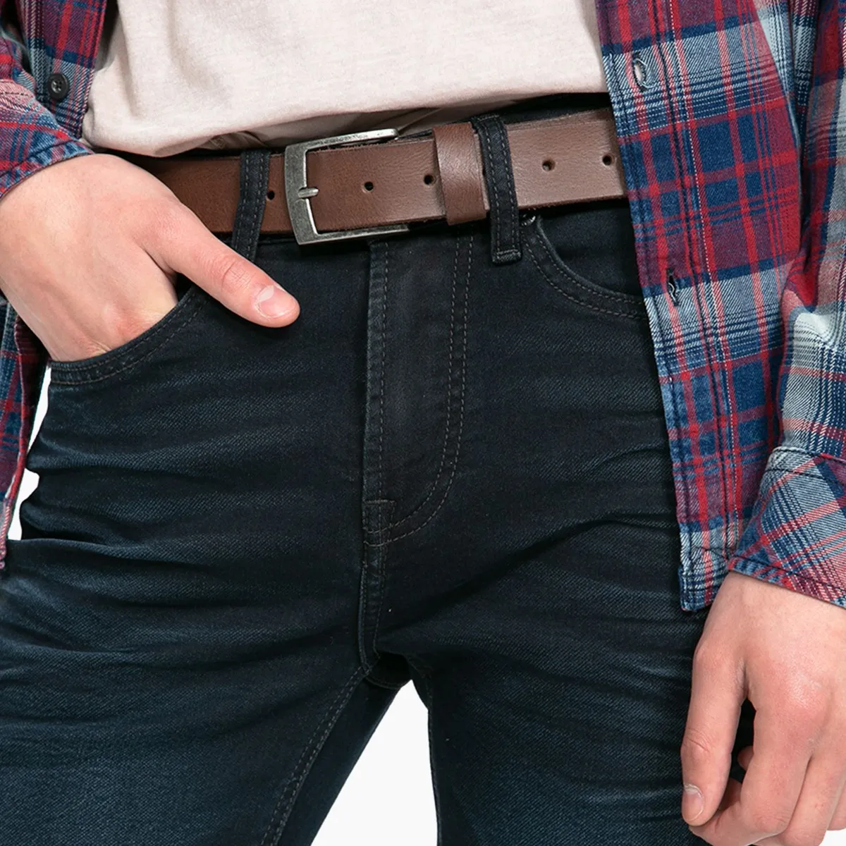 DENIMLAB - Correa de Cuero Liso Denimlab Hombre