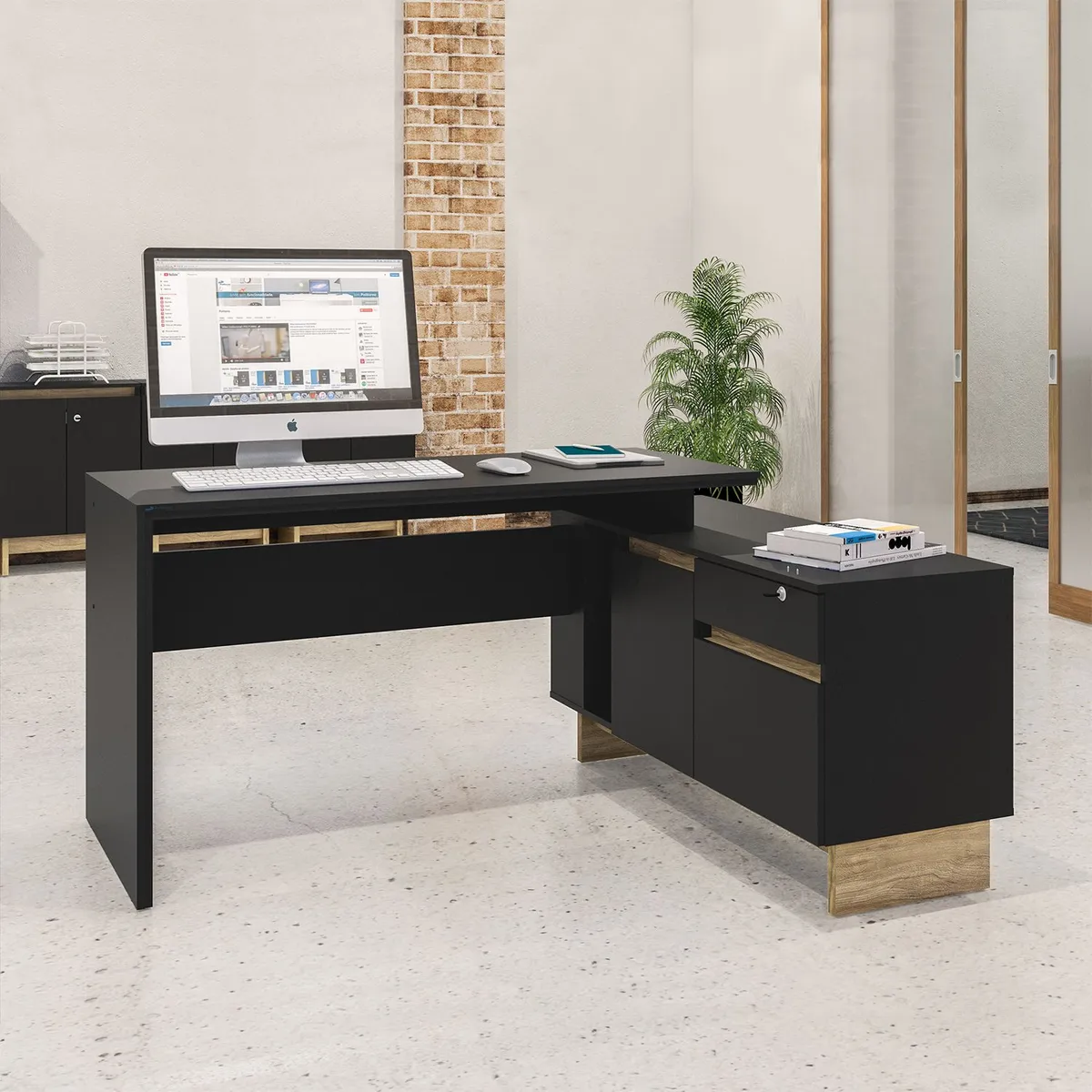 MICA - Escritorio en L Los Angeles 2 Cajones 1 Puerta