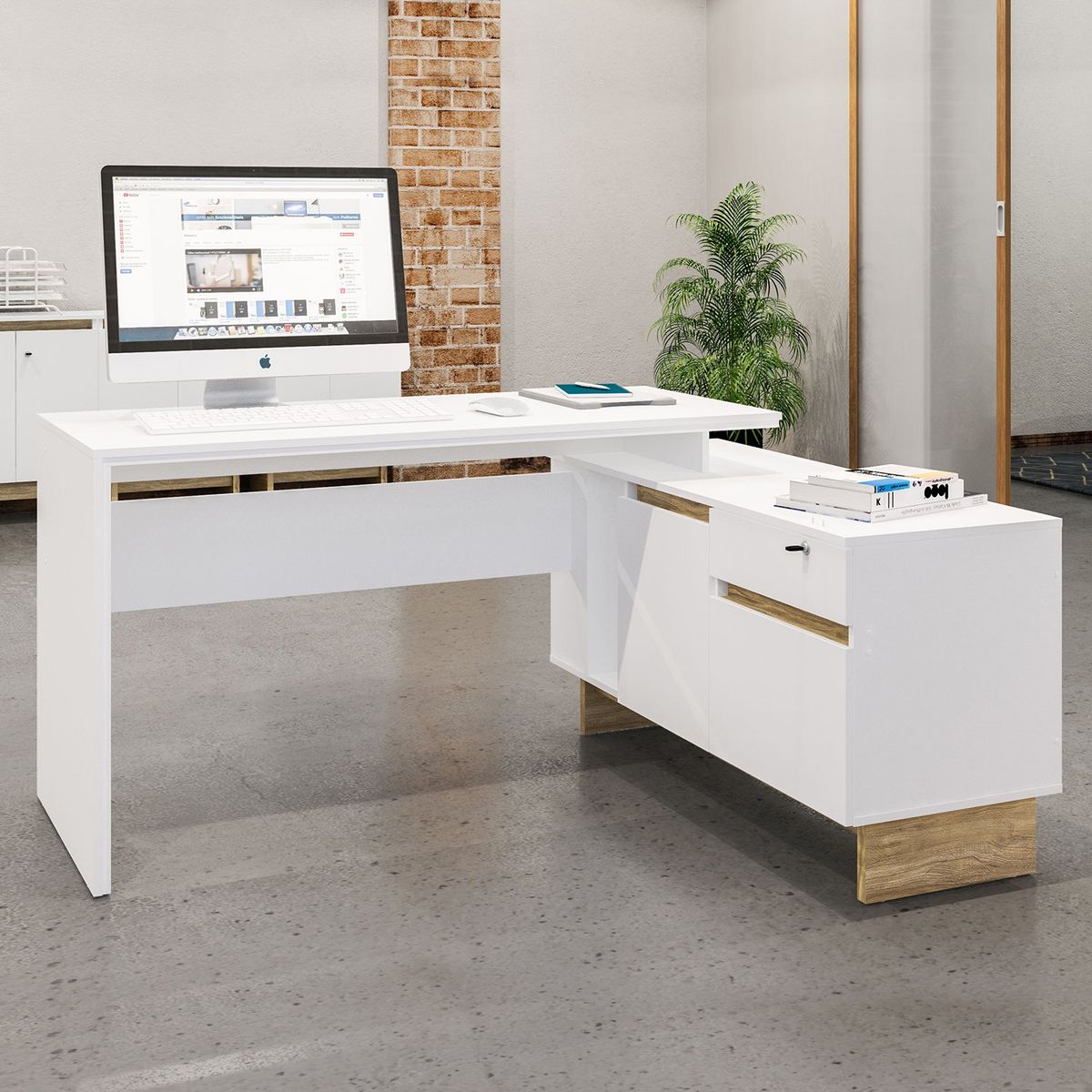 MICA - Escritorio en L Los Angeles 2 Cajones 1 Puerta