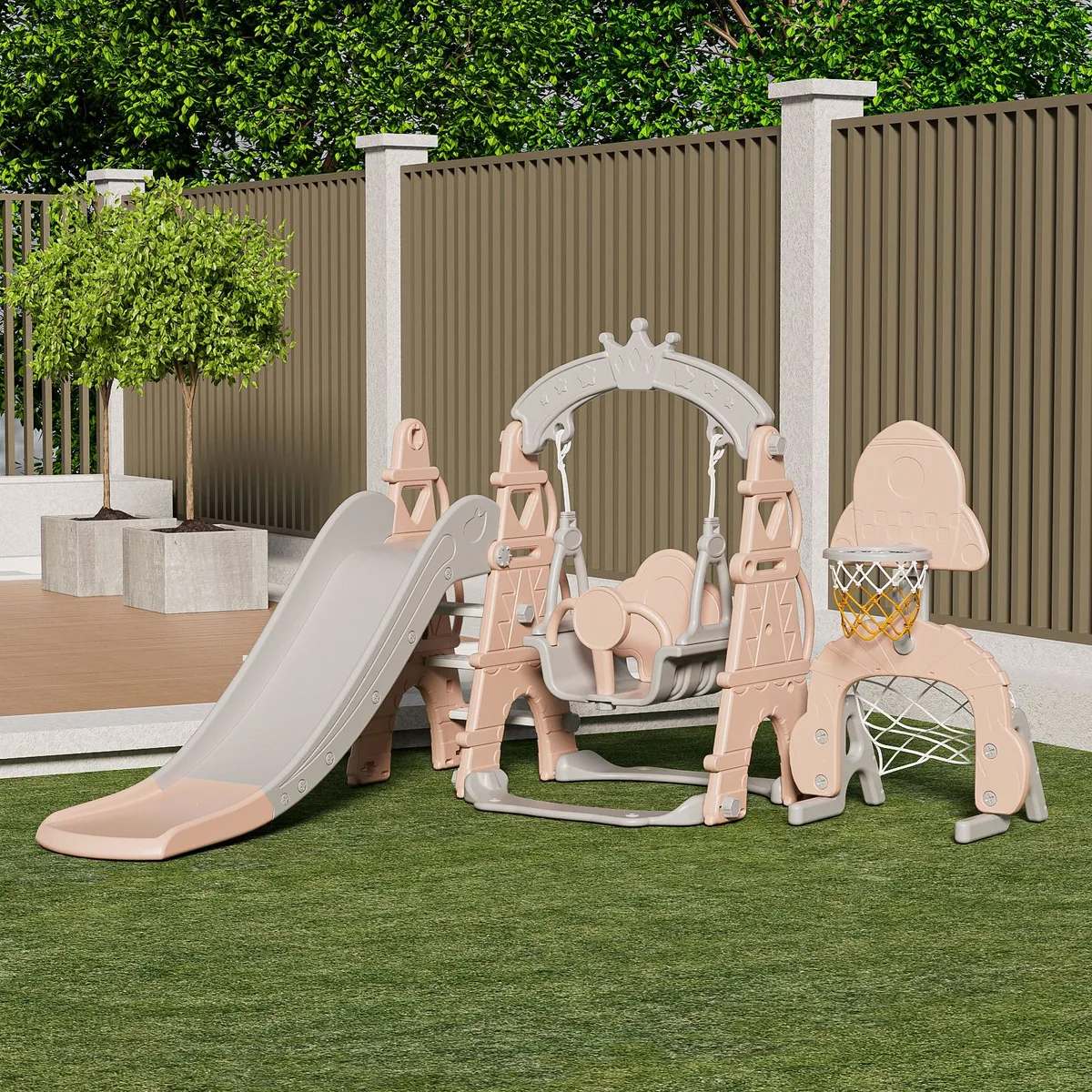 SCOOP - Tobogán Resbalón Con Columpio Y Aro De Básquet Scoop