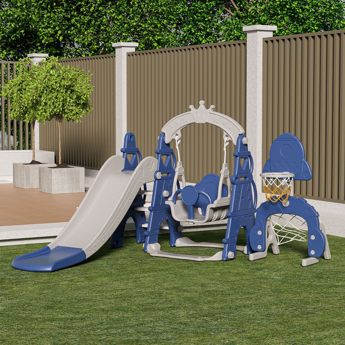 SCOOP - Tobogán Resbalón Con Columpio Y Aro De Básquet Scoop