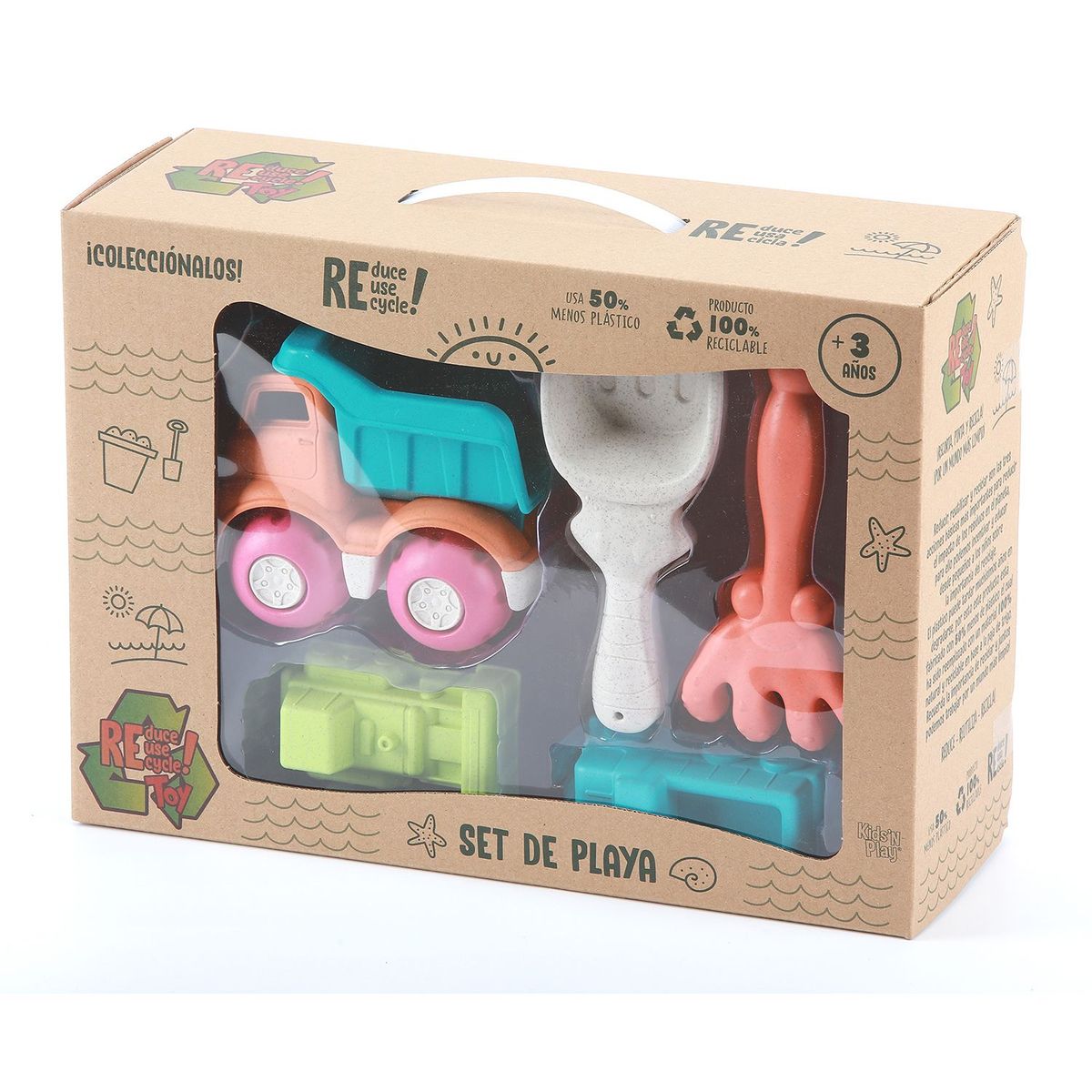 KIDS N PLAY - Juguete de Playa Camión, Rastrillo Y Moldes