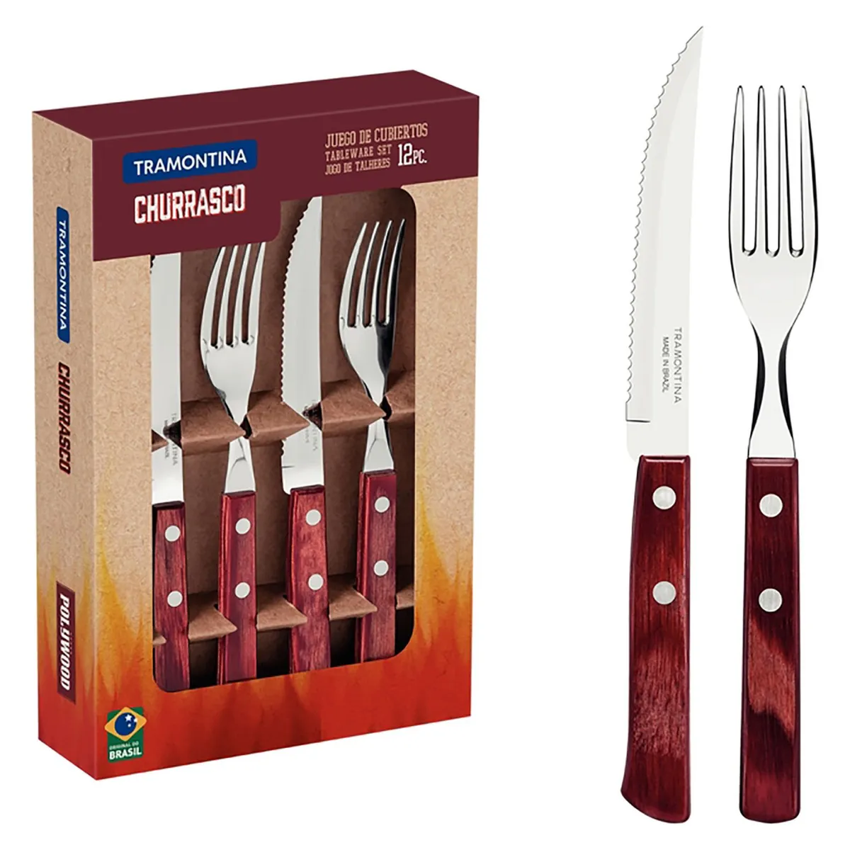 TRAMONTINA - Juego de Cubiertos 12 Piezas Polywood