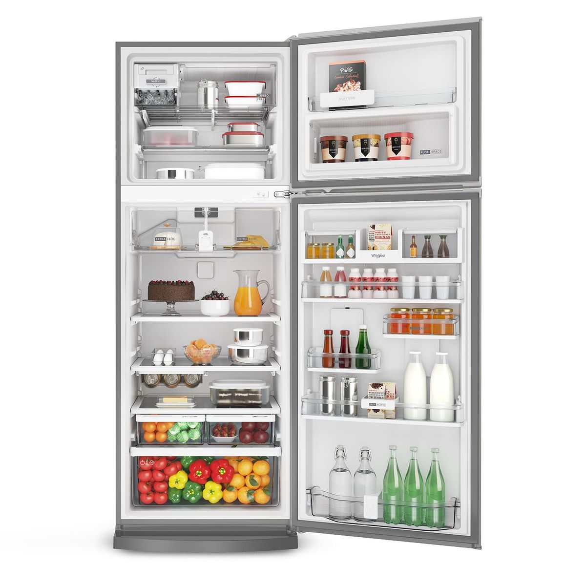 WHIRLPOOL - Refrigeradora Whirlpool Congelador Superior 500 Lts WRM57AKBPE  Gris