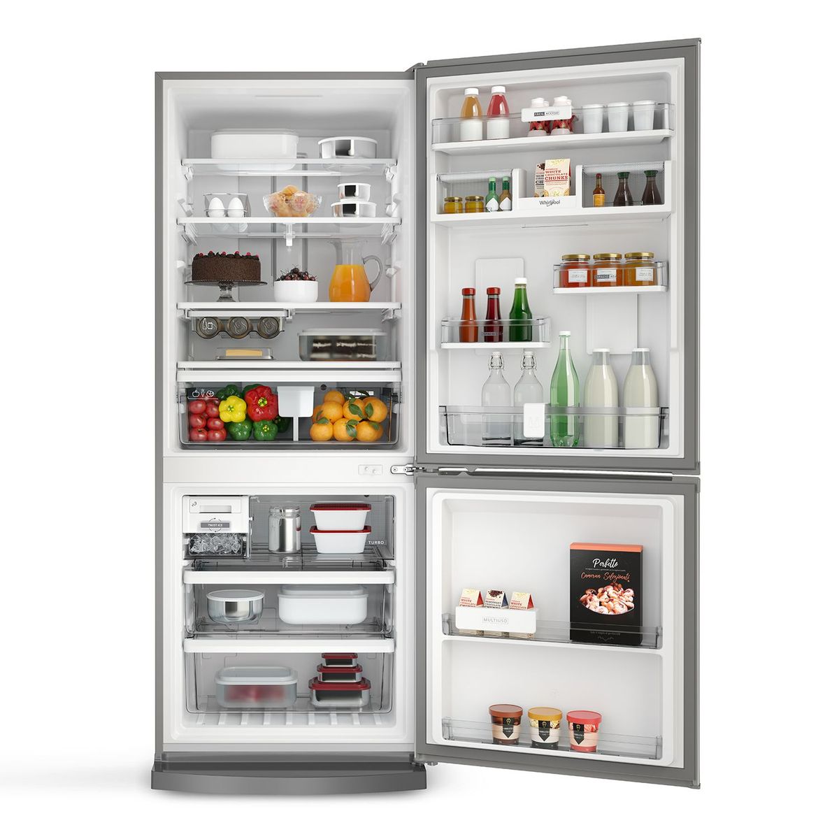 WHIRLPOOL - Refrigeradora Whirlpool Congelador Inferior 443 Lts WRE57AKBPE  Gris