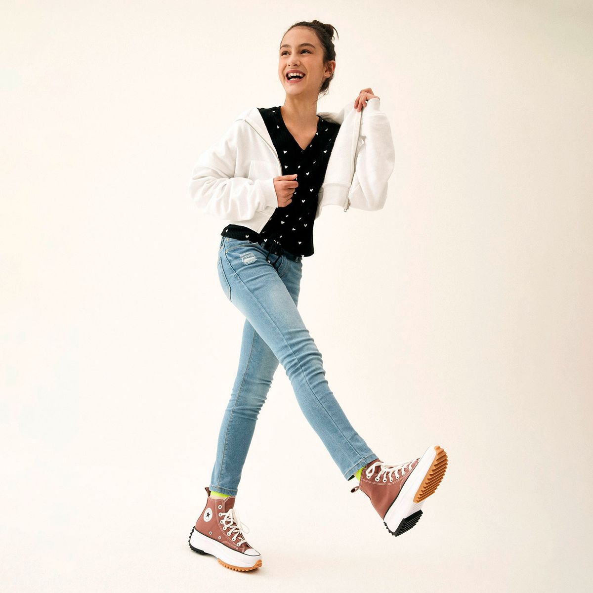 ELEVEN - Jeans Skinny Eleven Niña Algodón Tiro Alto con Roturas
