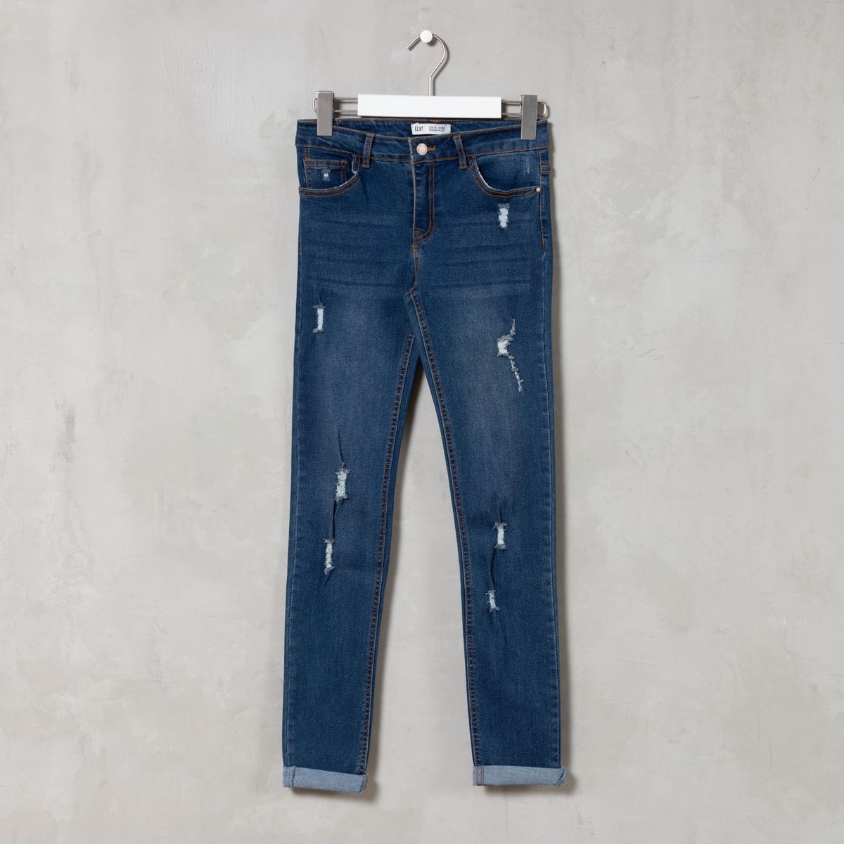 ELEVEN - Jeans Skinny Eleven Niña Algodón Tiro Alto con Roturas