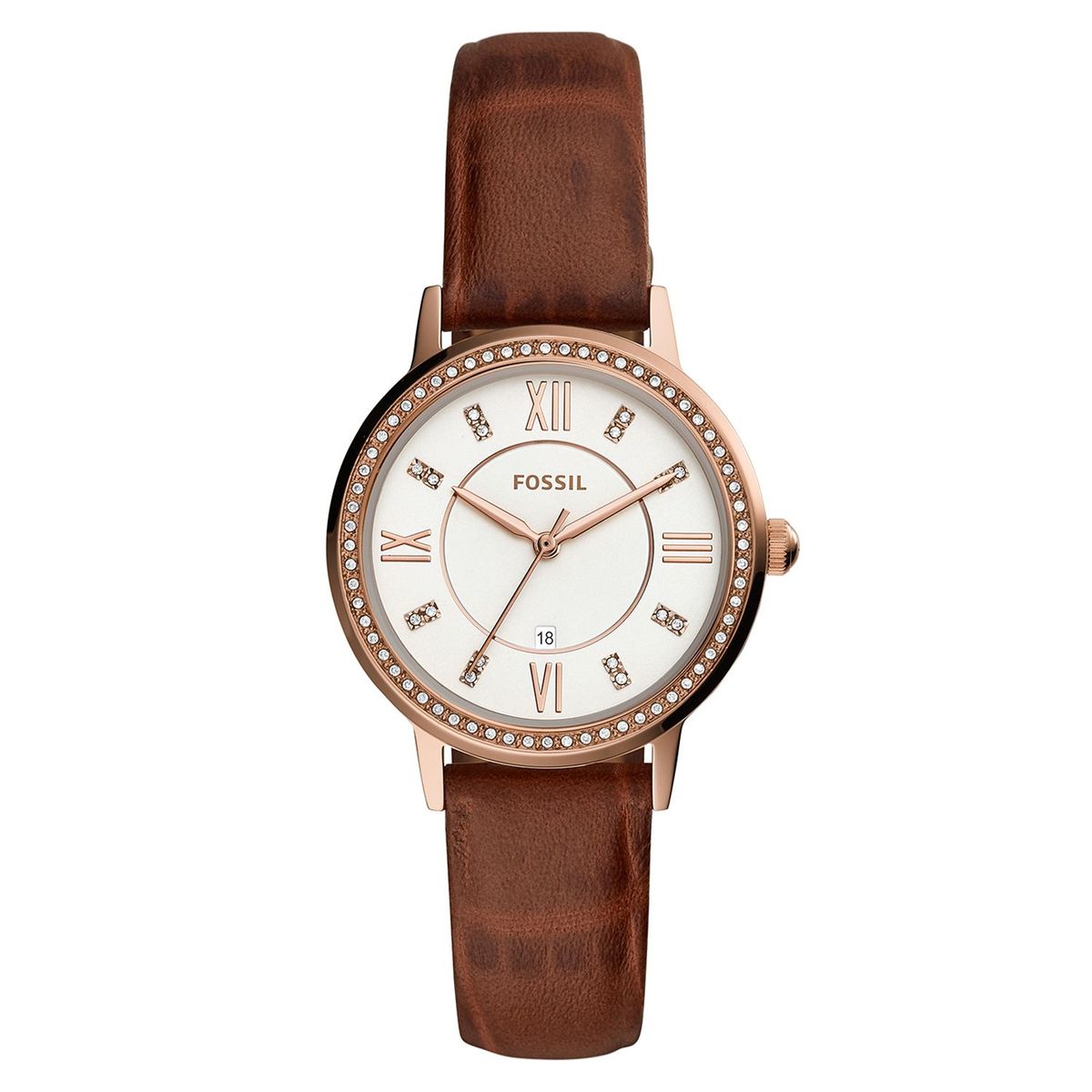 FOSSIL - Reloj Fossil Gwen De Mujer Correa En Cuero Marrón  Análogo