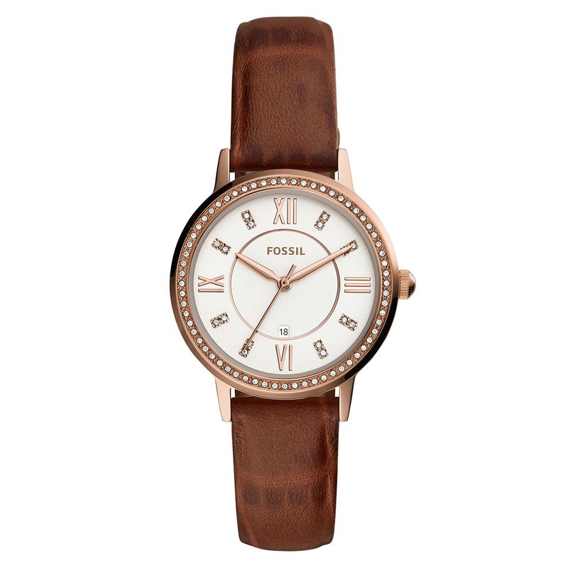 FOSSIL - Reloj Fossil Gwen De Mujer Correa En Cuero Marrón  Análogo