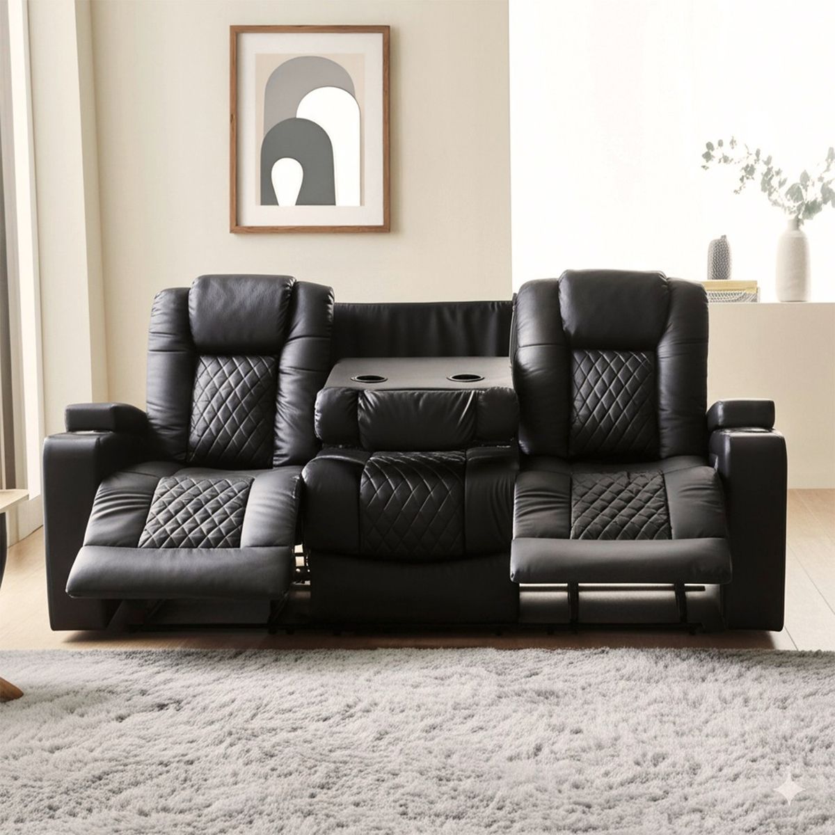 MICA - Sofá Reclinable Bentley 3 Cuerpos con Posavasos y Puerto USB