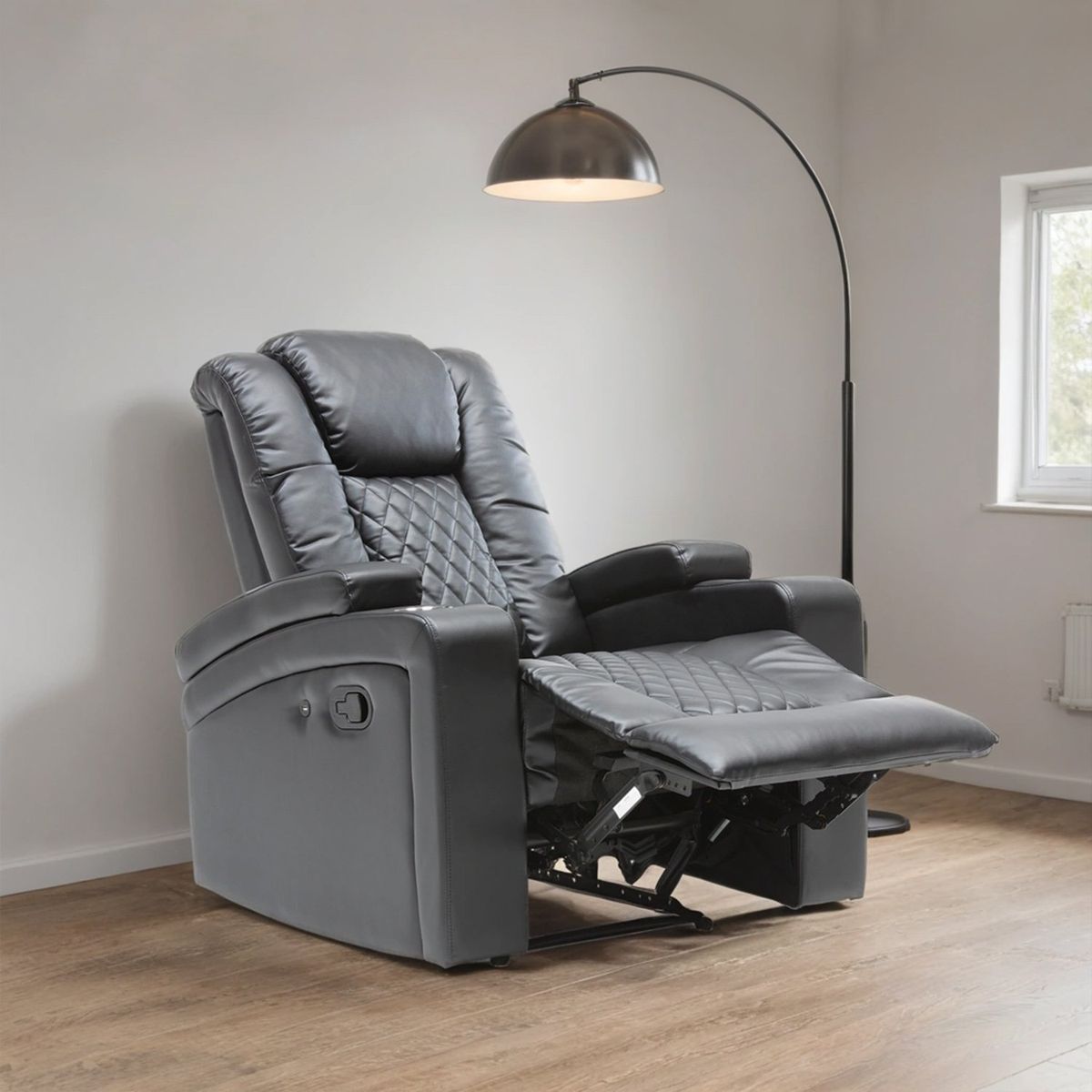 MICA - Sofá Reclinable Bentley 1 Cuerpo con Posavasos y Puerto USB