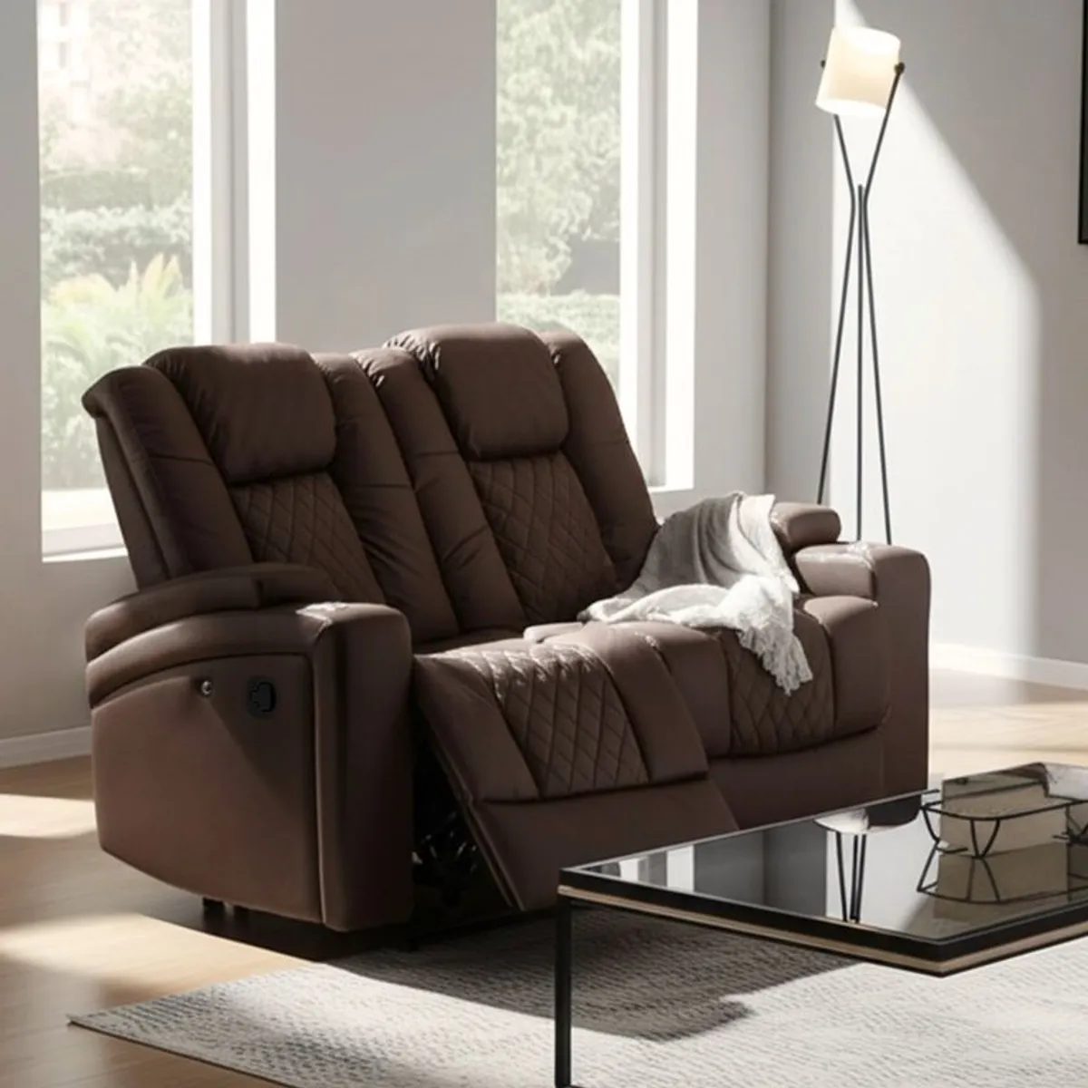 MICA - Sofá Reclinable Bentley 2 Cuerpos Con Posavasos y Puerto Usb