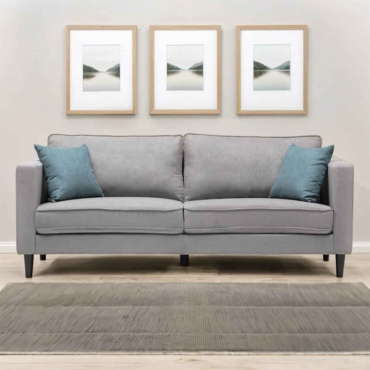 MICA - Sofá Italia 3 Cuerpos con Cojines Decorativos