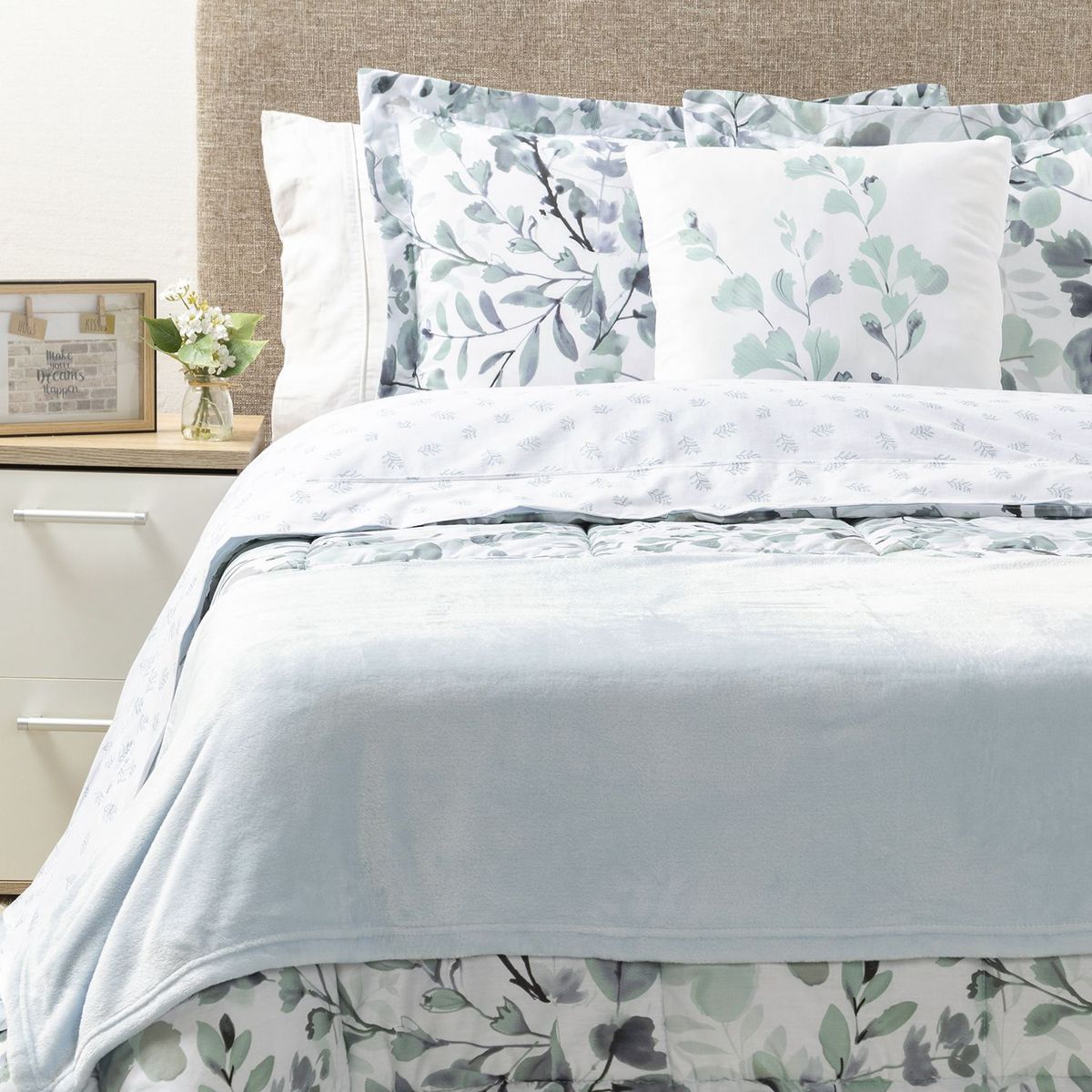 ROBERTA ALLEN - Edredón + Juego de Sábanas 100% Algodón + Manta + Cojín Bruna