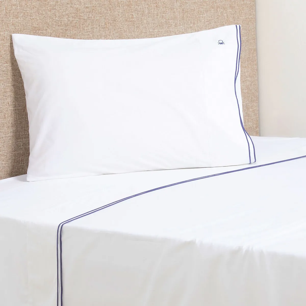 BENETTON - Juego de Sábanas Lisas 100% Algodón 400 Hilos Benetton