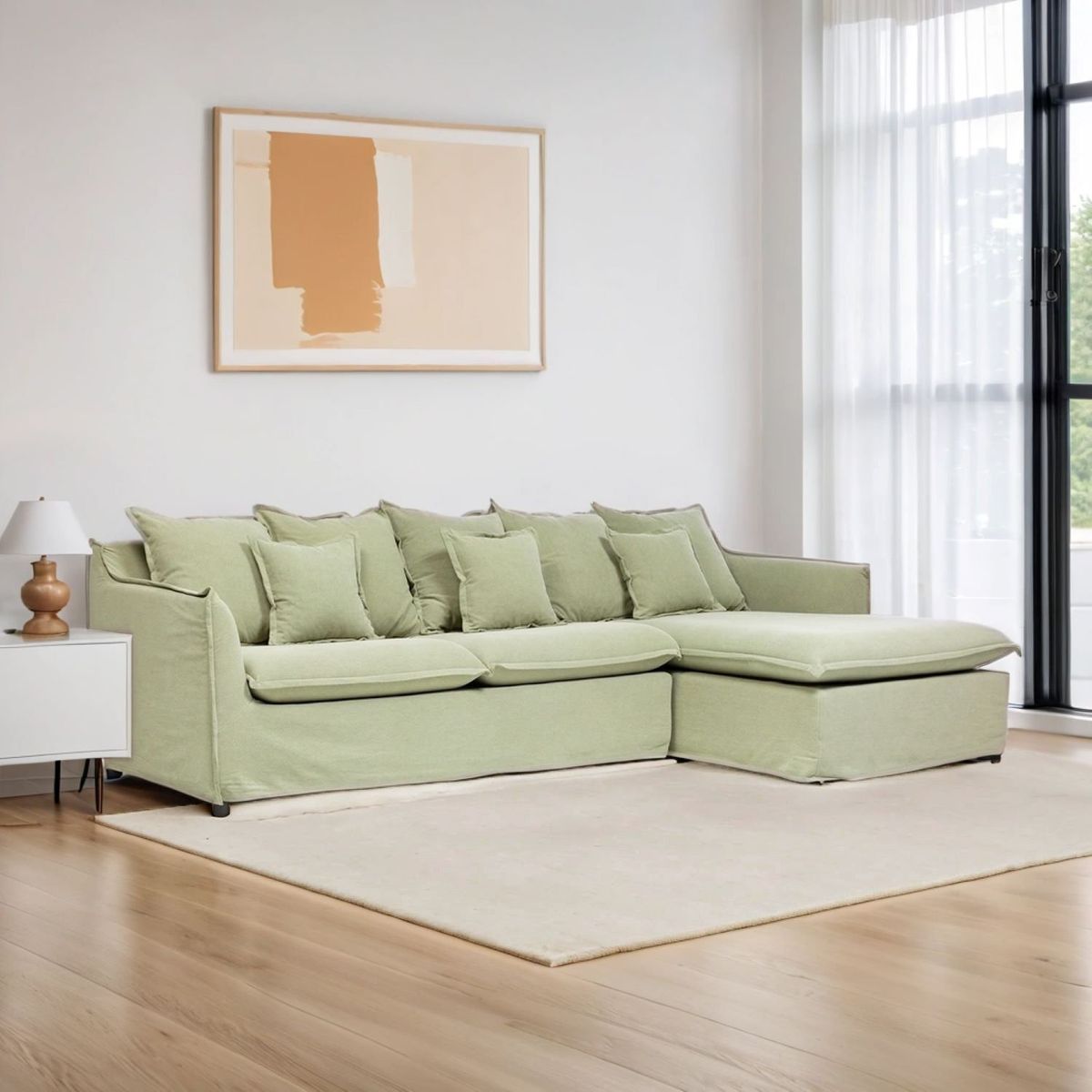 BASEMENT HOME - Seccional Atlanta 4 Cuerpos Derecho con Cojines de Plumas