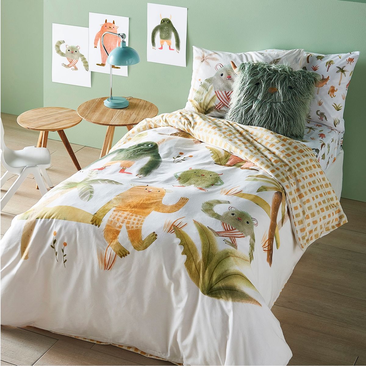 MICA KIDS - Juego de Sábanas Infantiles 100% Algodón Monstruos