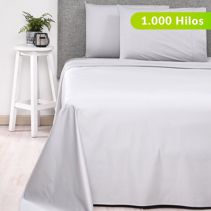 BASEMENT HOME - Juego de Sábanas Lisas 100% Algodón 1000 Hilos