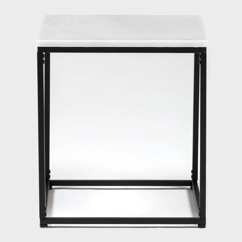MICA - Mesa auxiliar cuadrada de mármol 45x45x50cm