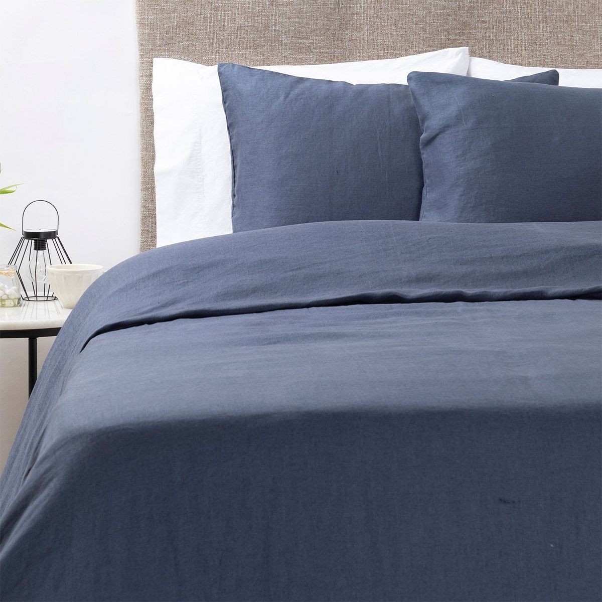 BASEMENT HOME - Funda Plumón Lisa Azul 100% Lino