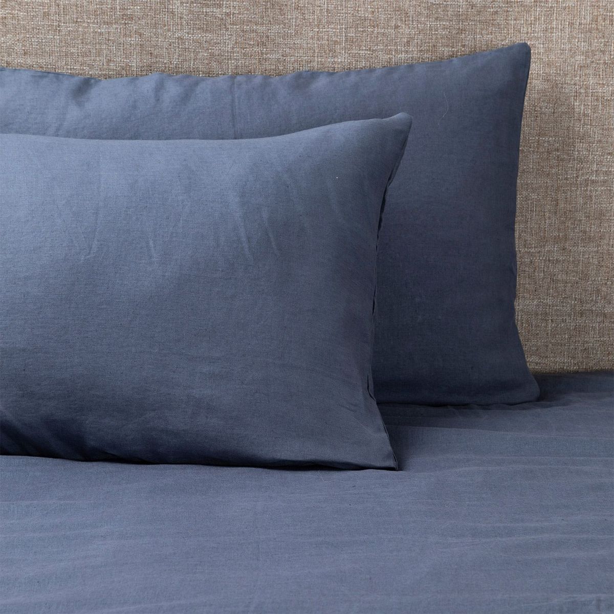 BASEMENT HOME - Funda Plumón Lisa Azul 100% Lino