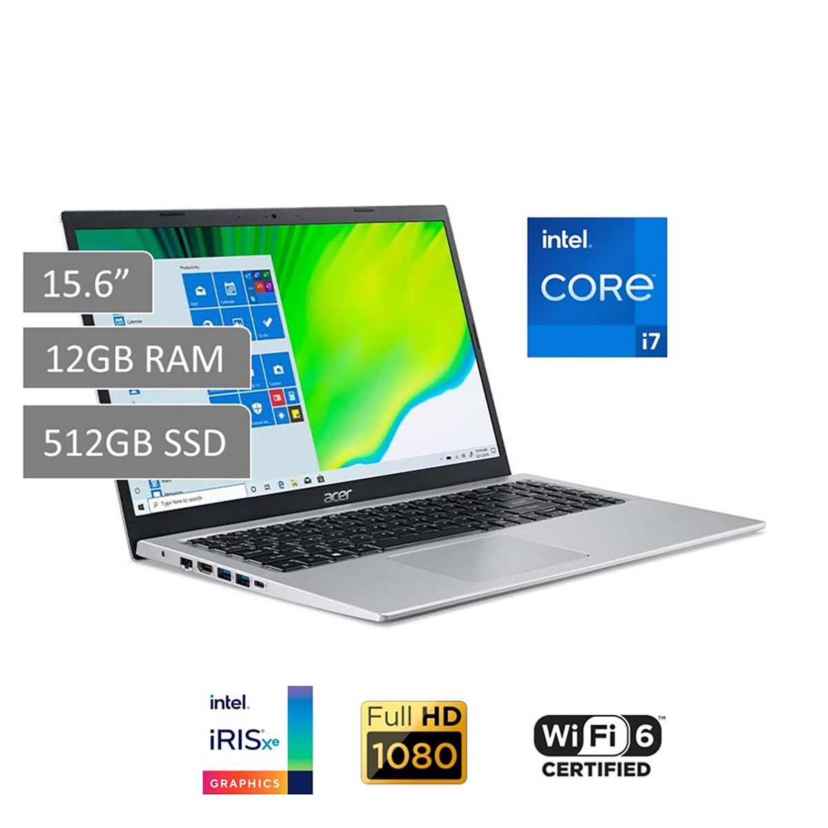 ACER - Laptop Acer Aspire 5  15.6" Core i7 11va Gen 12GB RAM 512GB SSD - Graficos Iris Xe - WiFi 6
