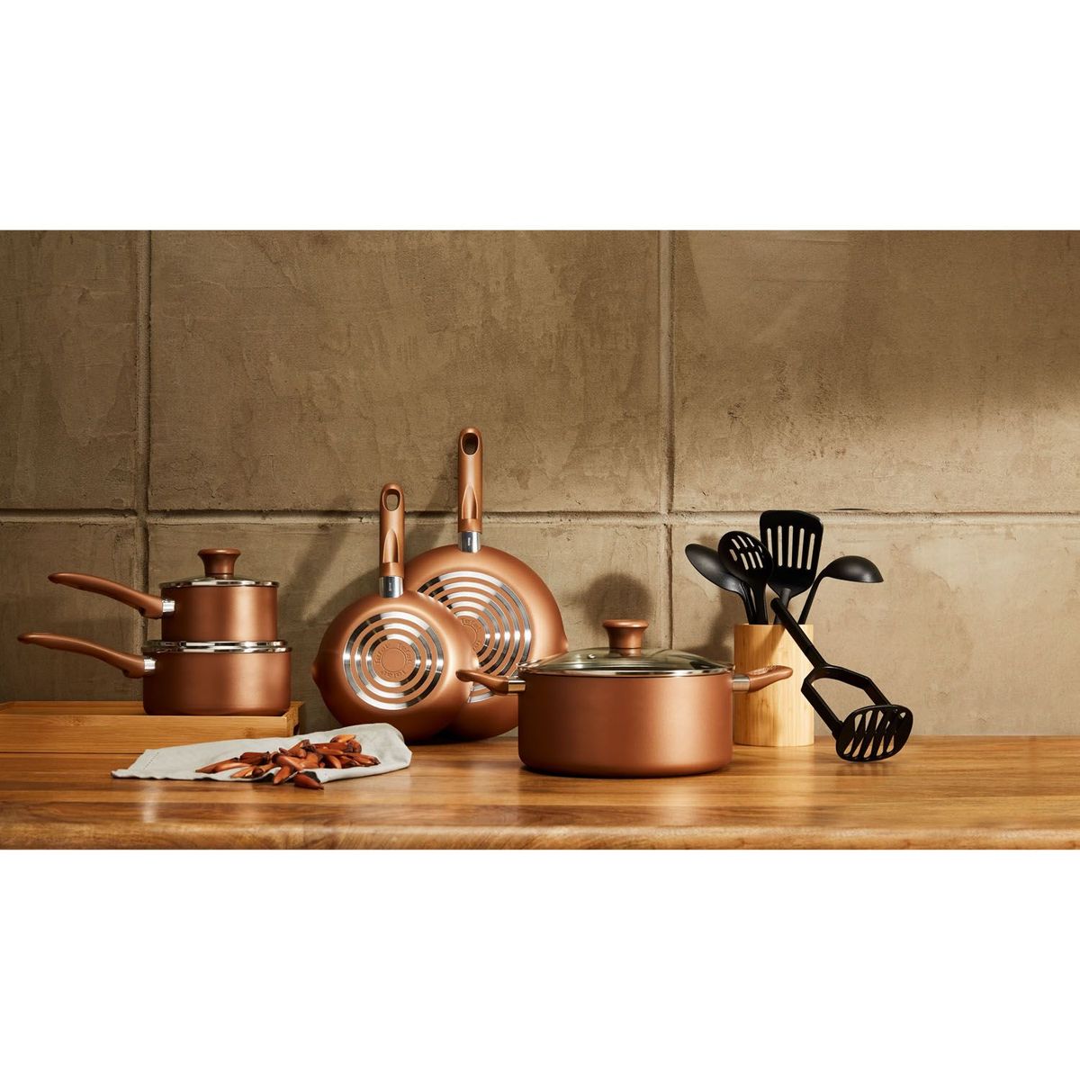 T-FAL - Juego de Ollas 14 Piezas Antiadherente Simply Cook