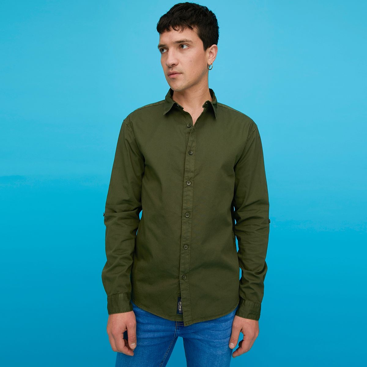 BEARCLIFF - Camisa Manga Larga de Algodón Hombre