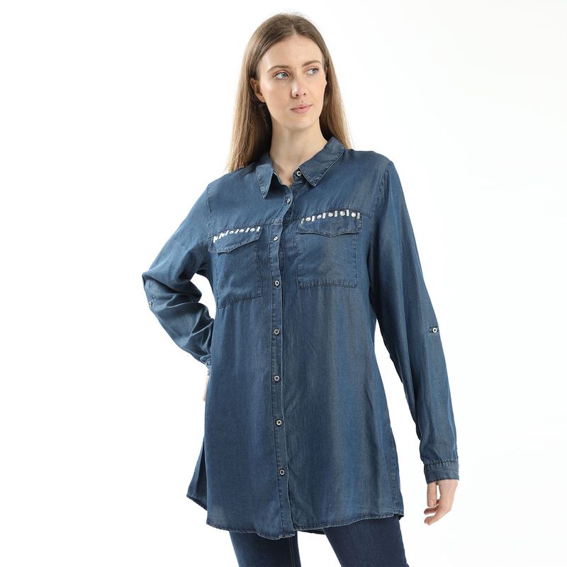 STEFANO COCCI - Blusa Manga Larga Denim Mujer Stefano Cocci