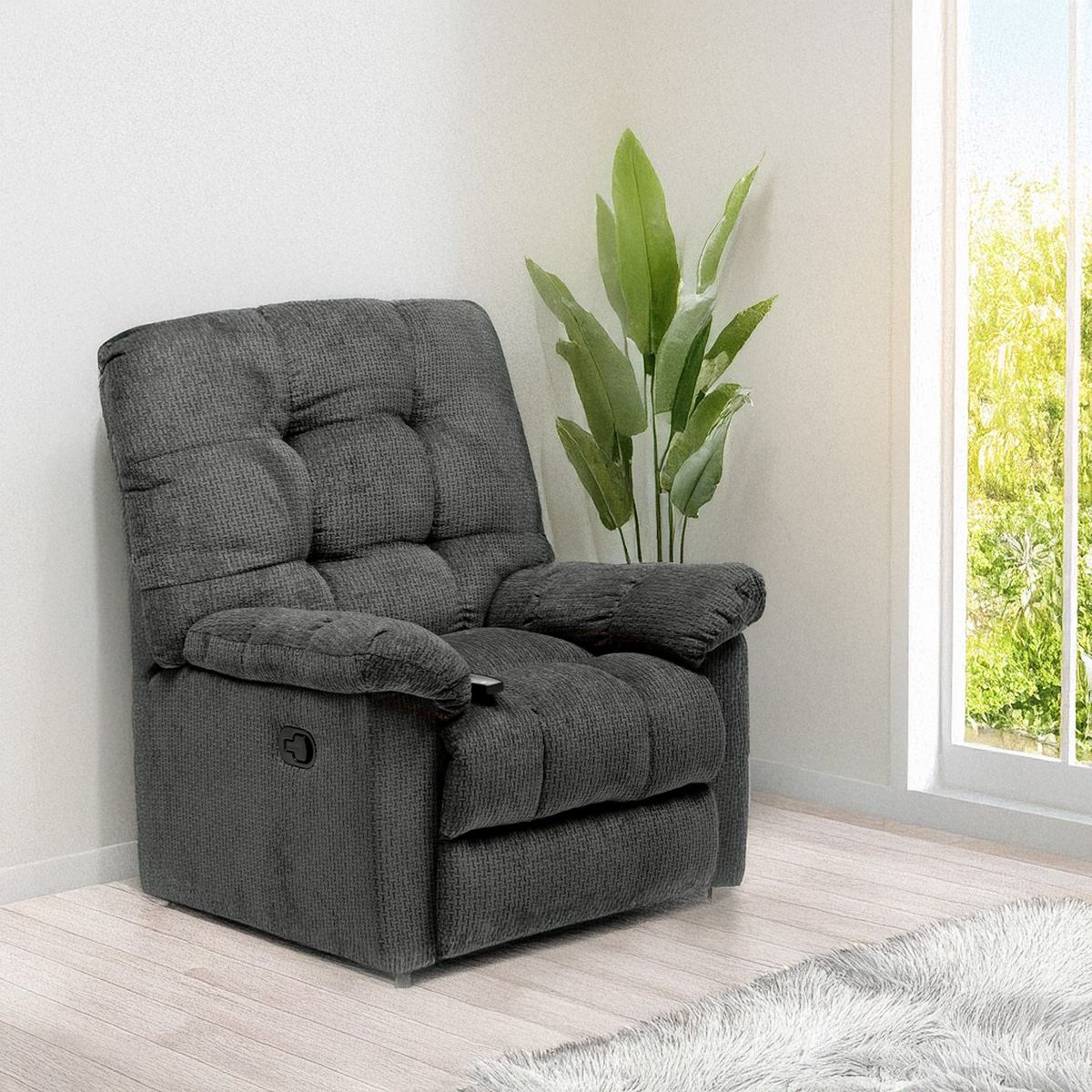 MICA - Sofá Reclinable Mica Mayhem 1 Cuerpo Gris