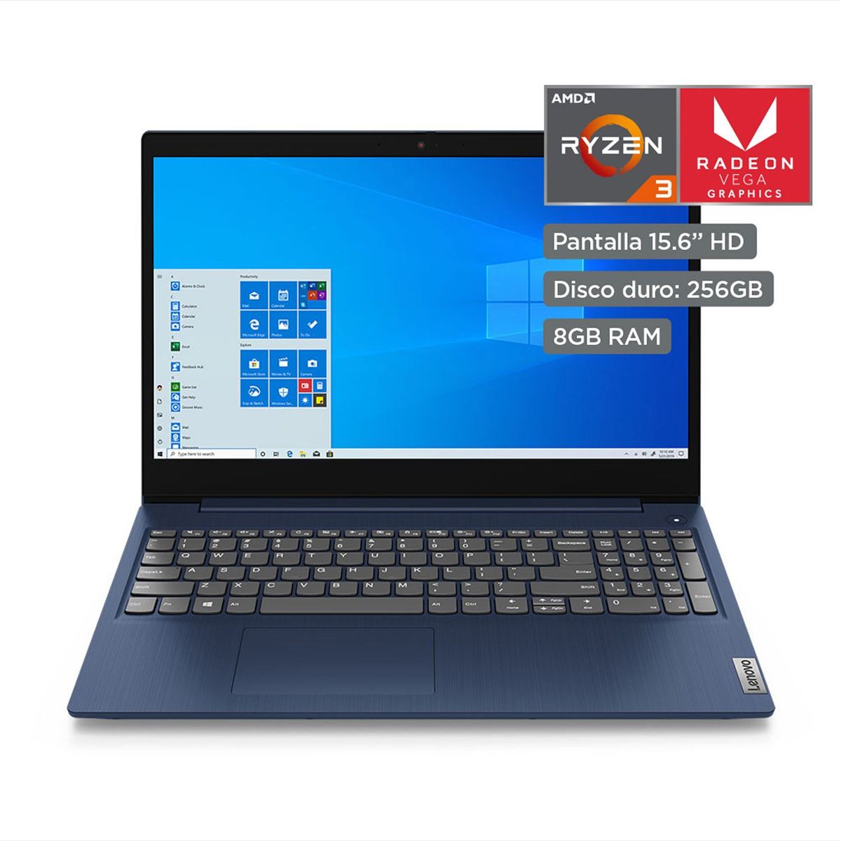 LENOVO - IdeaPad 3  AMD Ryzen 3  15.6" HD  256GB SSD  8GB RAM  Abyss Blue