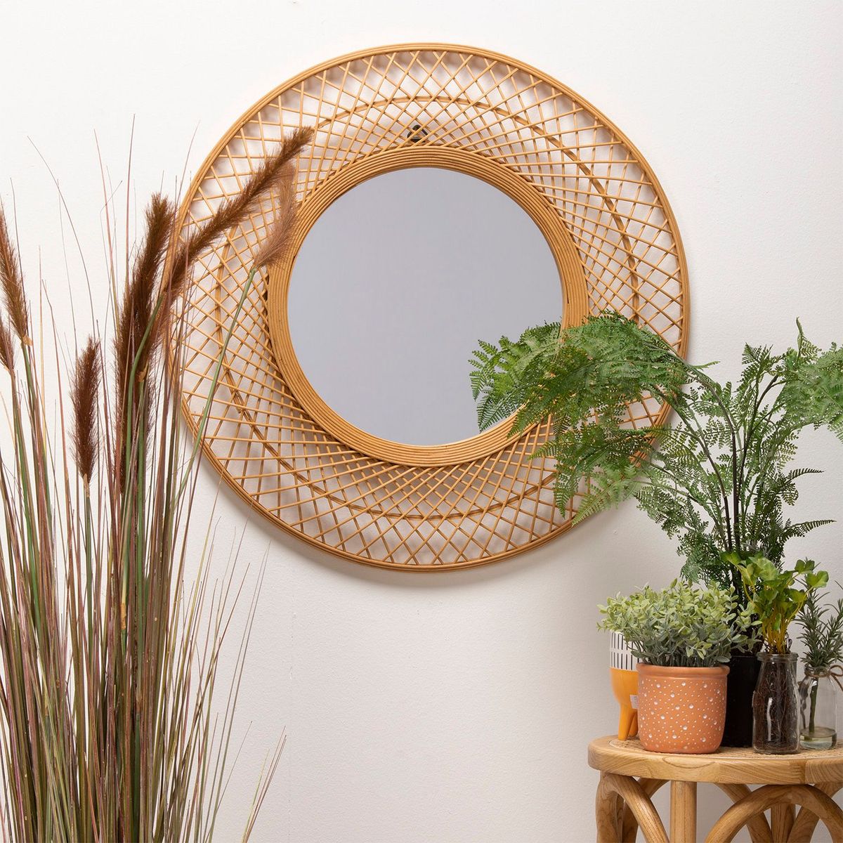 BASEMENT HOME - Espejo Pared Bambú 70x70 cm