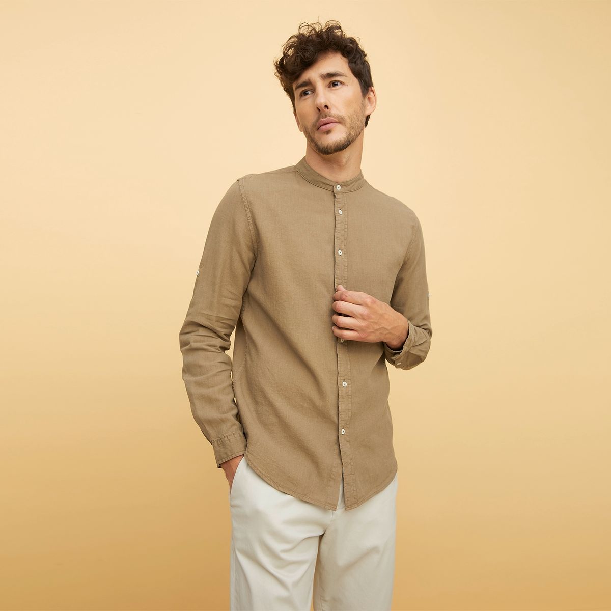 BASEMENT - Camisa Manga Larga Hombre