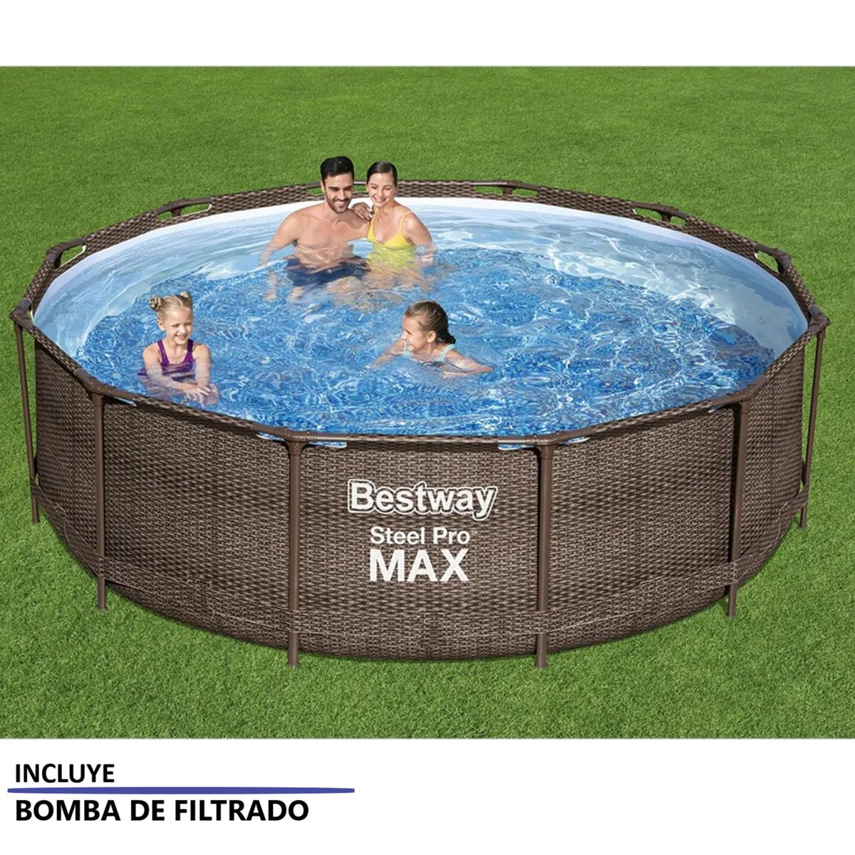 BESTWAY - Piscina Pro Rattan 3.66x1m Con Bomba de Filtrado