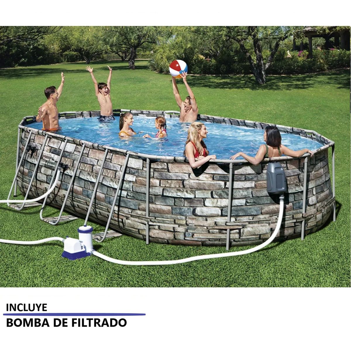 BESTWAY - Piscina Pro Oval 6.10X3.66M Bestway Con Bomba de Filtrado