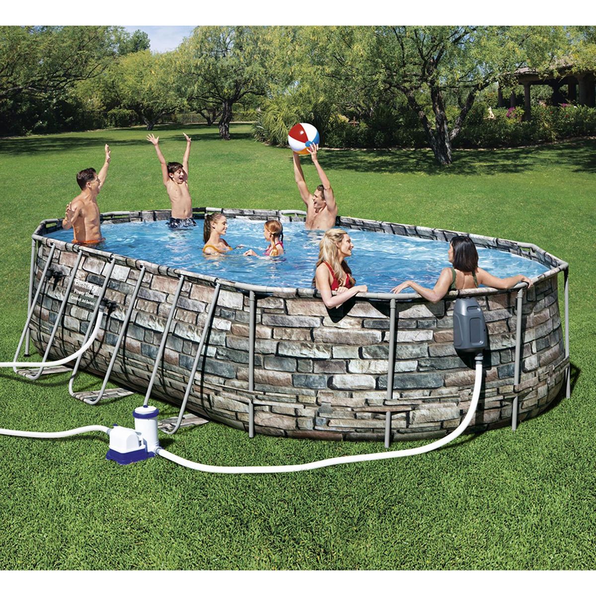 BESTWAY - Piscina Pro Oval 6.10X3.66M Bestway Con Bomba de Filtrado