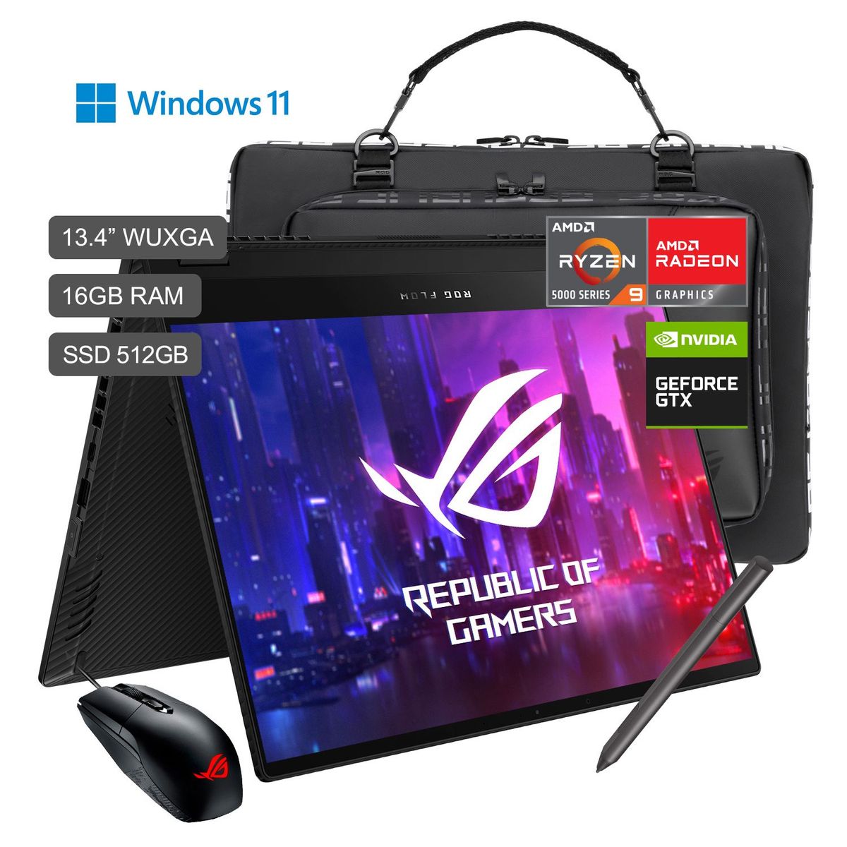 ASUS - ROG Flow X13 GV301QH Ryzen 9 5900HS 13.4'' WUXGA 512GB SSD 16GB RAM 4GB GTX 1650