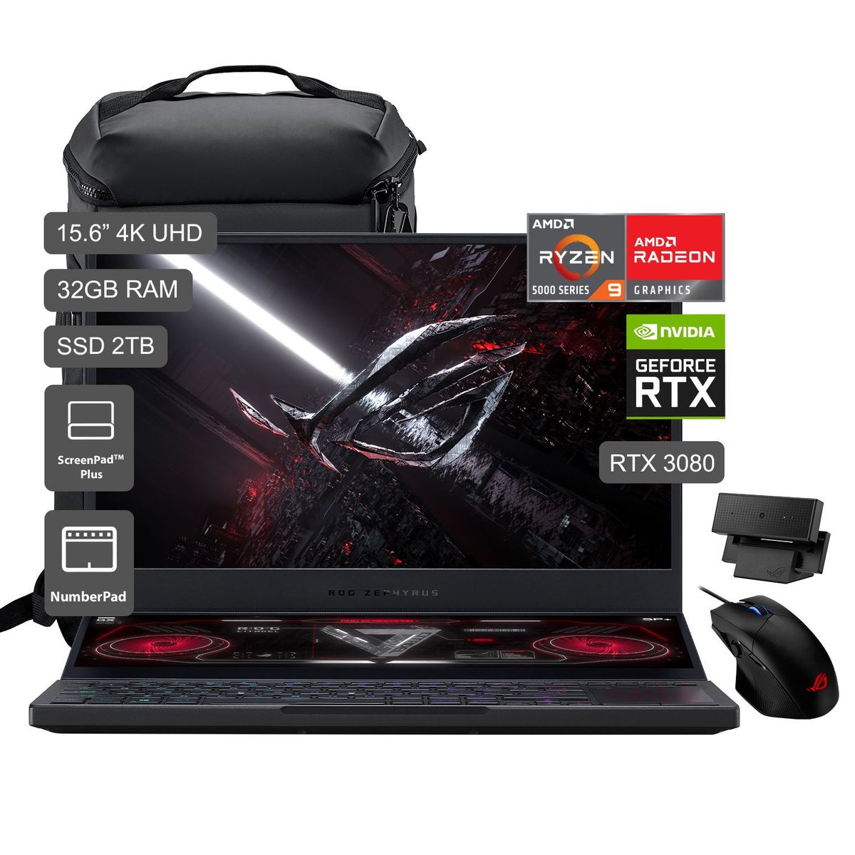 ASUS - ROG Zephyrus Duo 15 GX551QS Ryzen 9 5900HX 15.6'' UHD 2TB SSD 32GB RAM 16GB RTX 3080