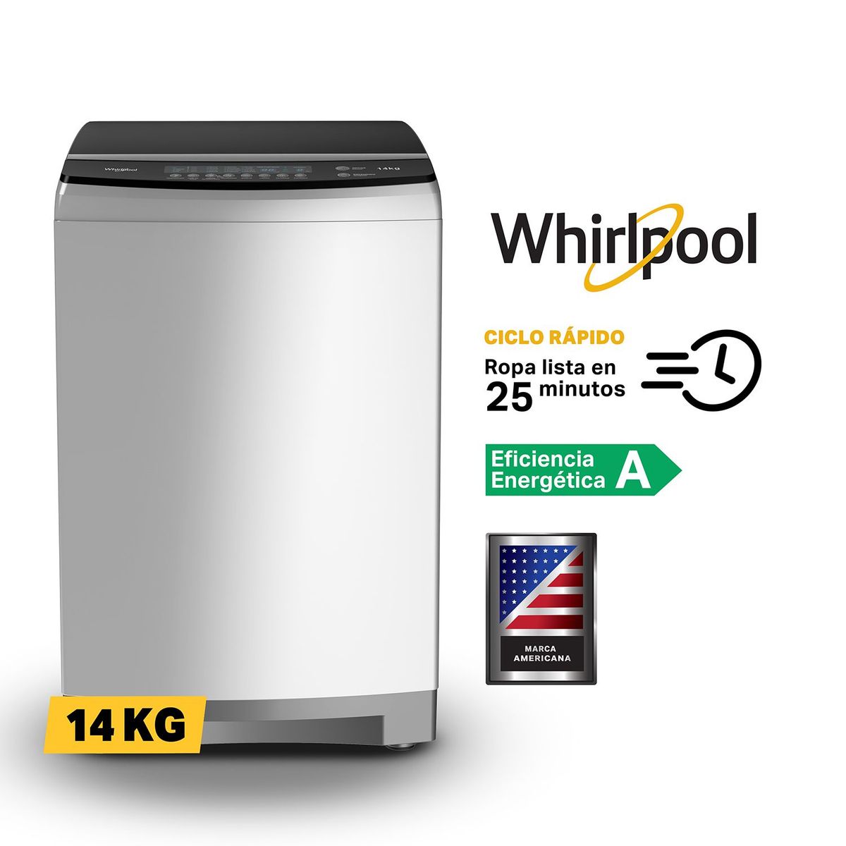 WHIRLPOOL - Lavadora Whirlpool Carga Superior 14 Kg WWI14ESGLA Gris