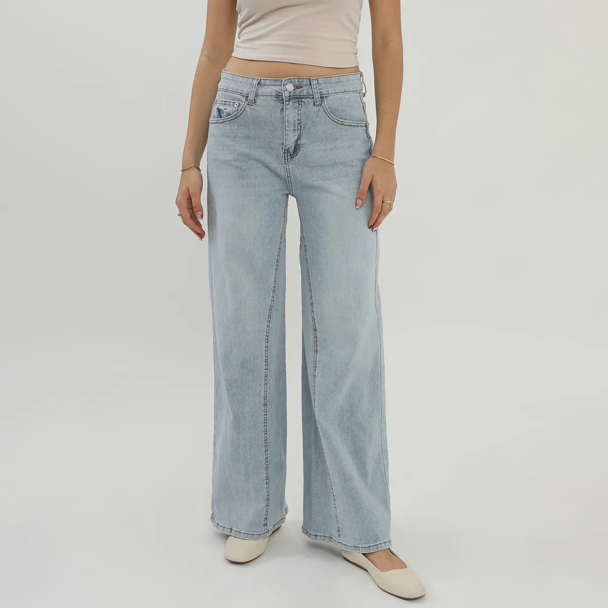 SYBILLA - Jean Wide Leg Tiro Medio Mujer Sybilla