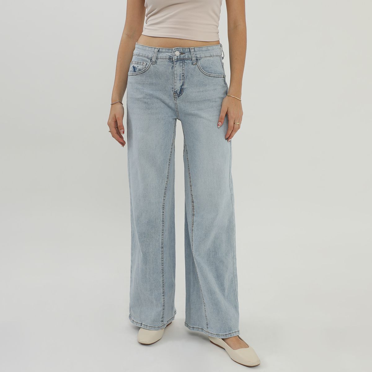 SYBILLA - Jean Wide Leg Tiro Medio Mujer Sybilla